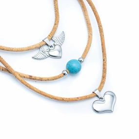 Cork jewelry-Stainless steel necklace  for women NS-003-3