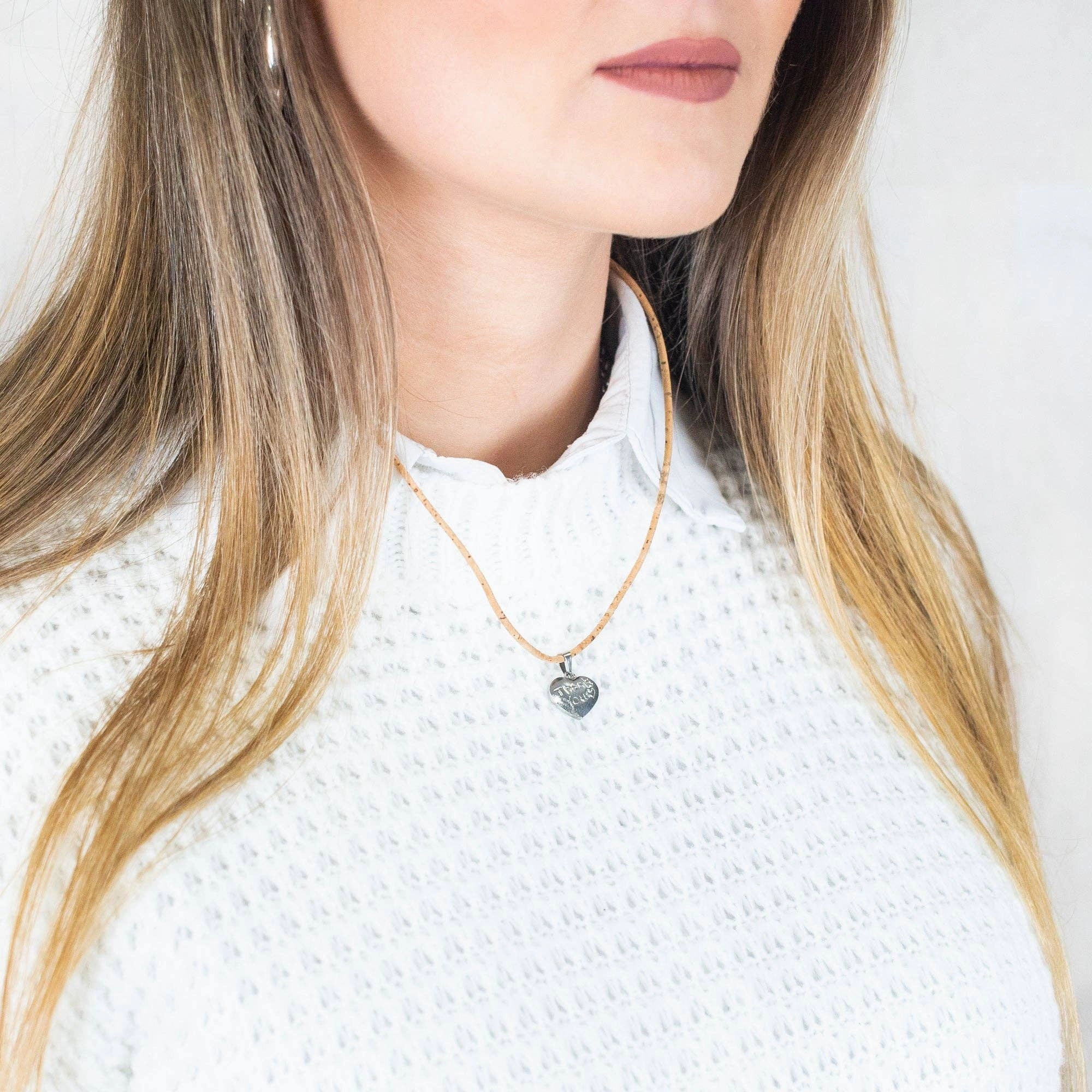 Cork jewelry-Stainless steel necklace  for women NS-004-3