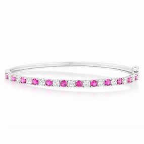 Created Ruby & Created White Sapphire Bangle Sterling Silver