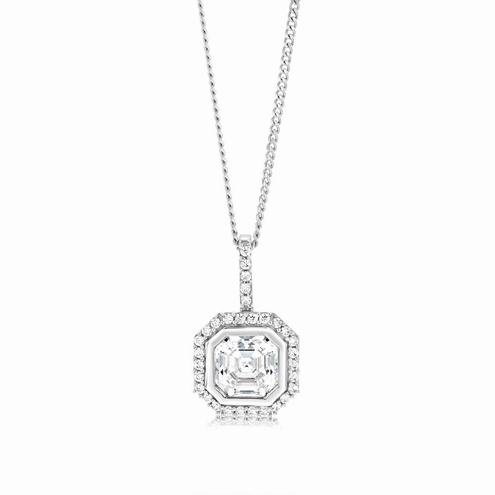 Cubic Zirconia Pendant in 9ct White Gold
