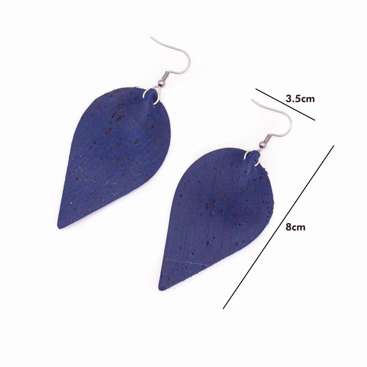 dark blue cork fabric  Shapes for Earrings, Original handmade ladies earrings-ER-119-B