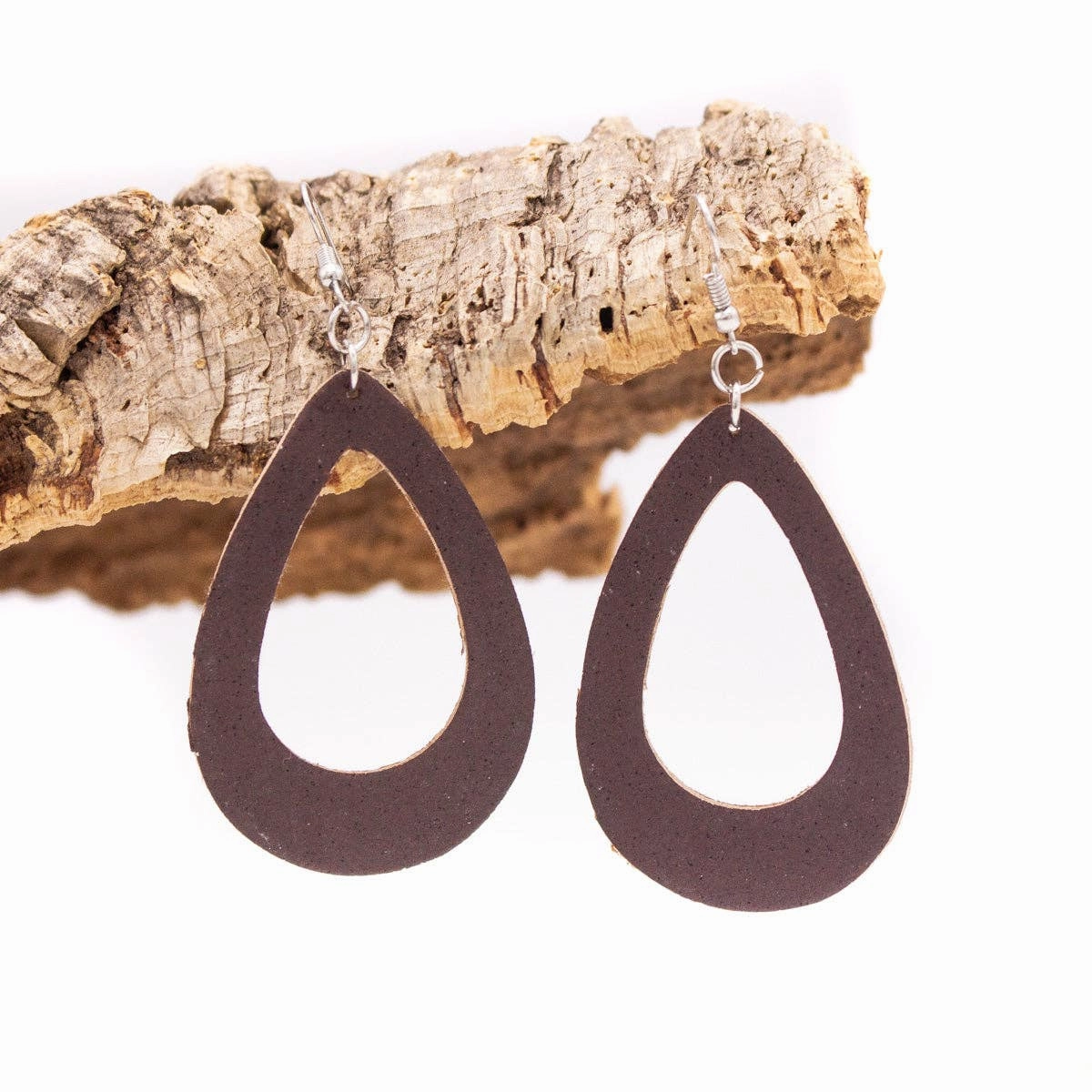 dark  brown cork fabric  Shapes for Earrings, Original handmade ladies earrings-ER-073-E