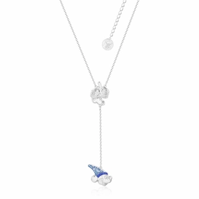 Disney Fantasia White Gold Plated Sorcerer's Mickey Lariat Pendant On 45 7cm Chain