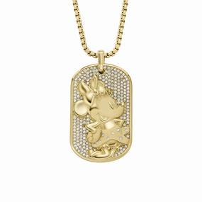 Disney Minnie Mouse Glass Crystal Pave Glitz Dogtag Pendant On Chain 100th Disney Anniversary