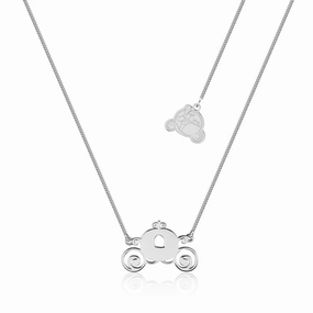 Disney Princess Cinderella Rhodium Plated Pumpkin Carriage Pendant on 40cm Chain
