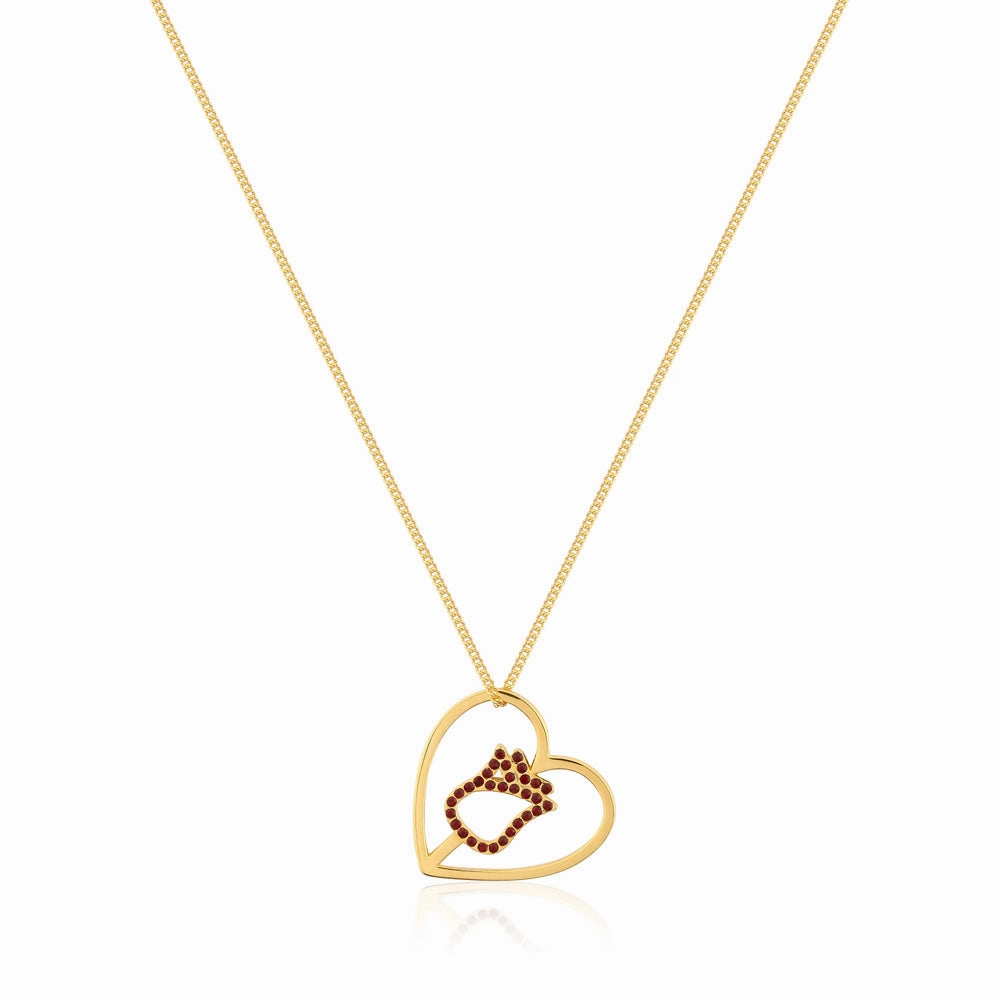Disney Princess Gold Plated Crystal Enchanted Rose Heart Pendant with 40cm Chain