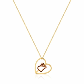 Disney Princess Gold Plated Crystal Enchanted Rose Heart Pendant with 40cm Chain