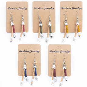 Dual cork handmade earrings-ER-141-MIX-5