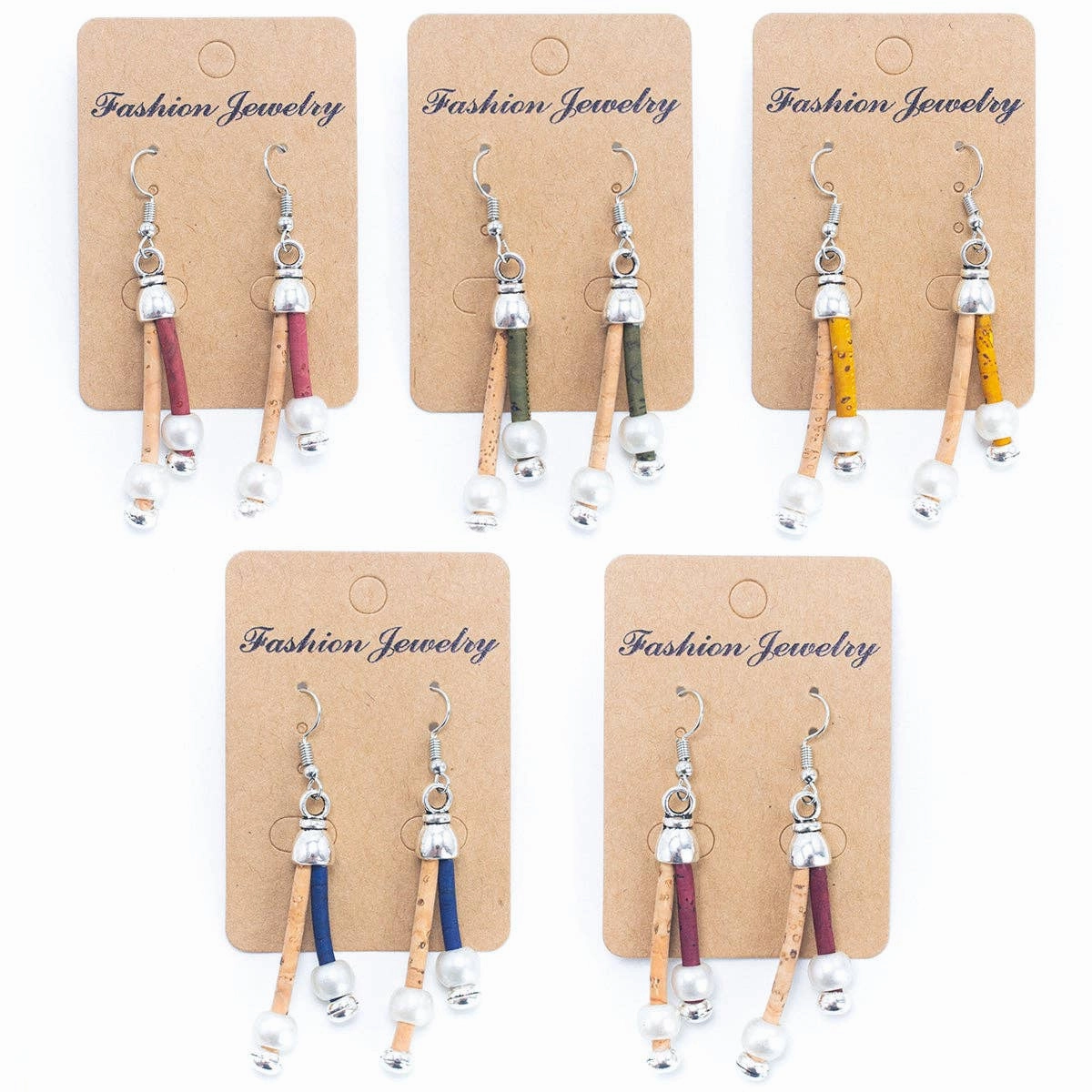 Dual cork handmade earrings-ER-141-MIX-5