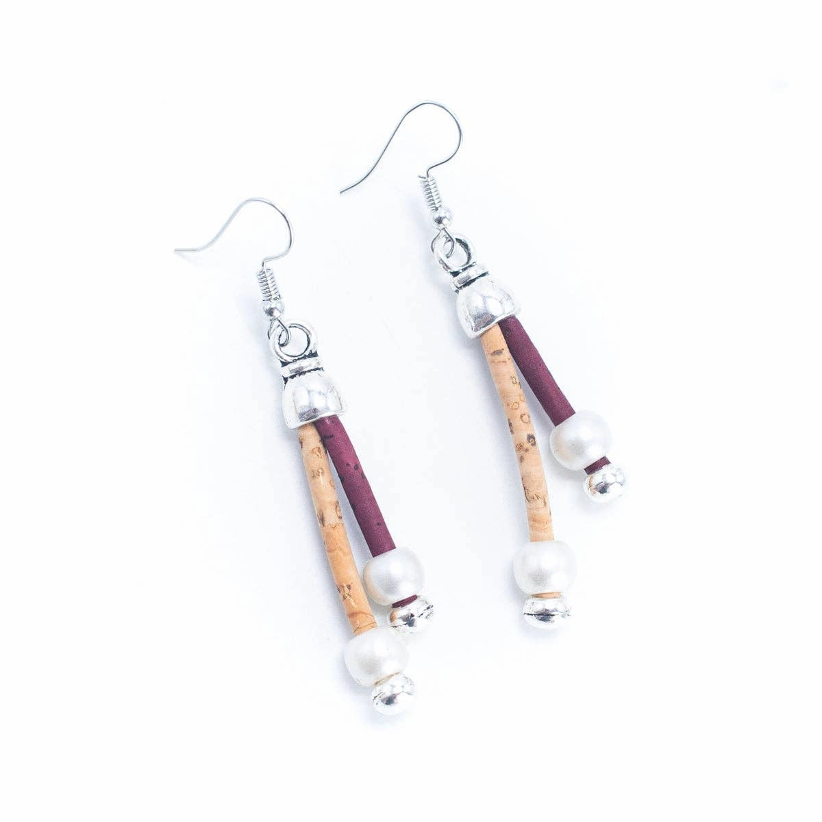 Dual cork handmade earrings-ER-141-MIX-5