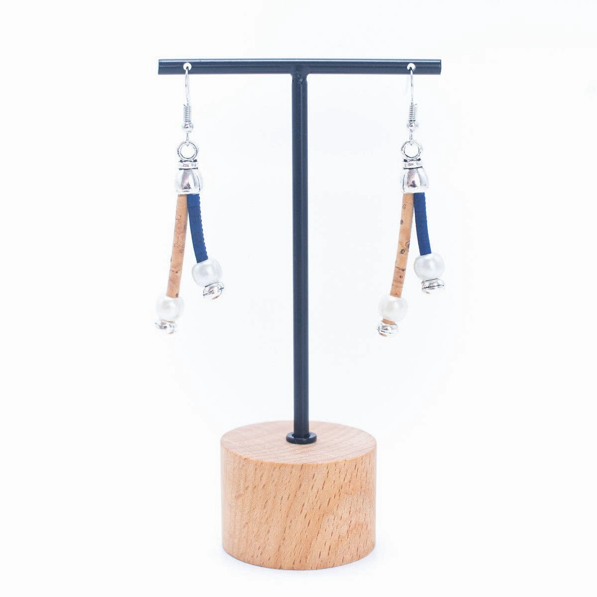 Dual cork handmade earrings-ER-141-MIX-5