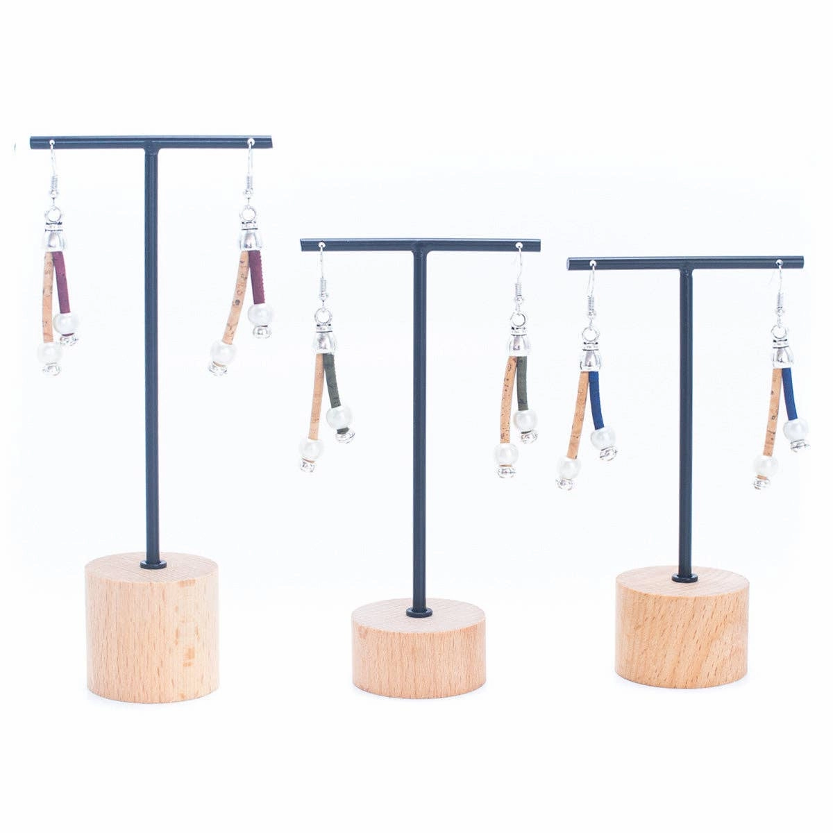 Dual cork handmade earrings-ER-141-MIX-5