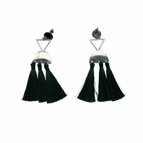 Earrings Dangle/Drop By Cmf In Green & Silver