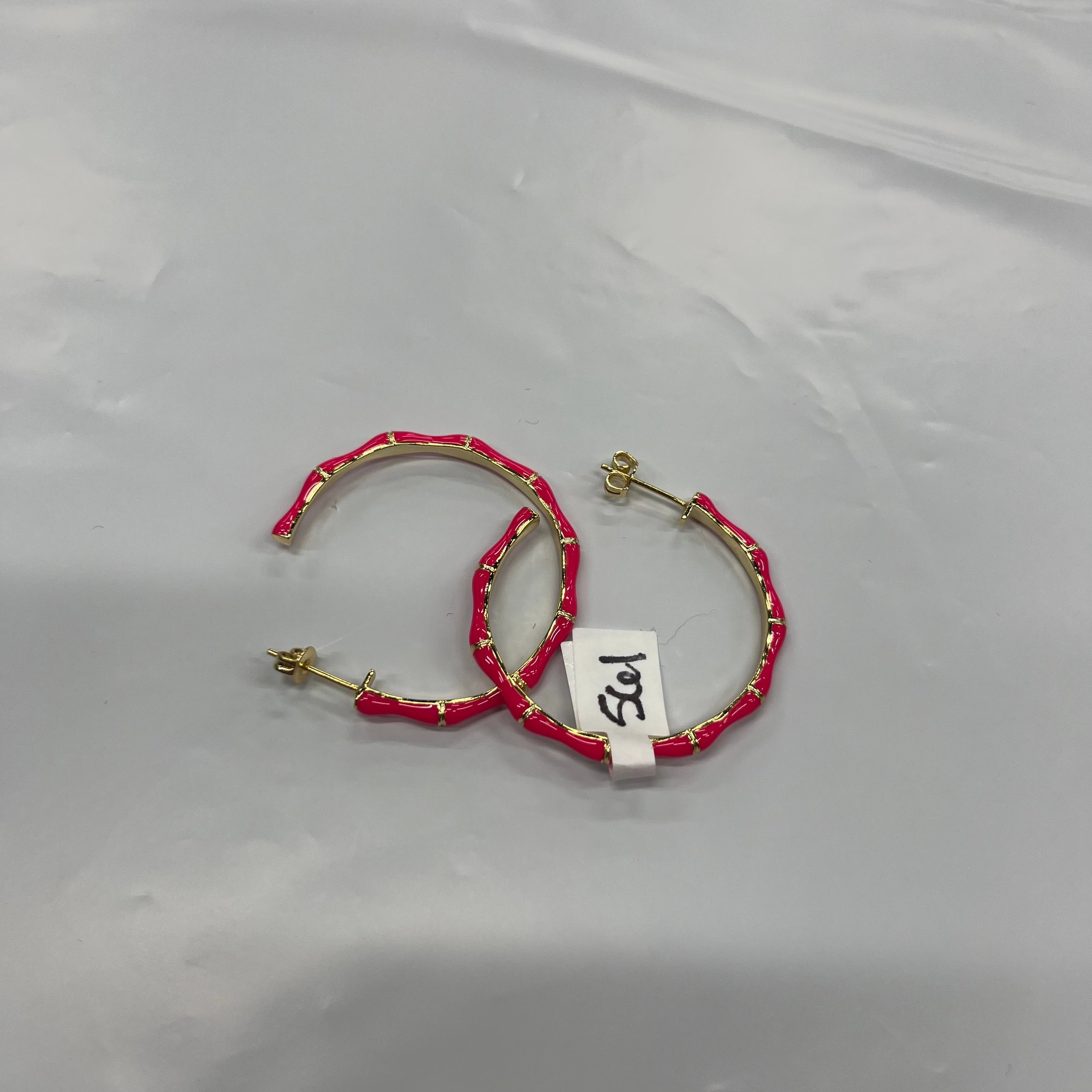 Earrings Other Cmb New SUMMER Colorful Women Jewelry 1.5 inch Bamboo Circle Hoop Enamel