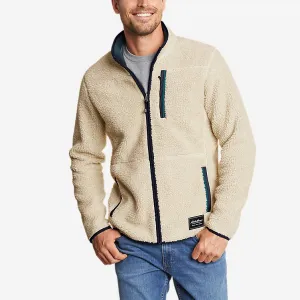 Eddie Bauer Men's Chilali Faux Shearling-Fleece Sweater Full-Zip Mock - Oyster Eddie Bauer