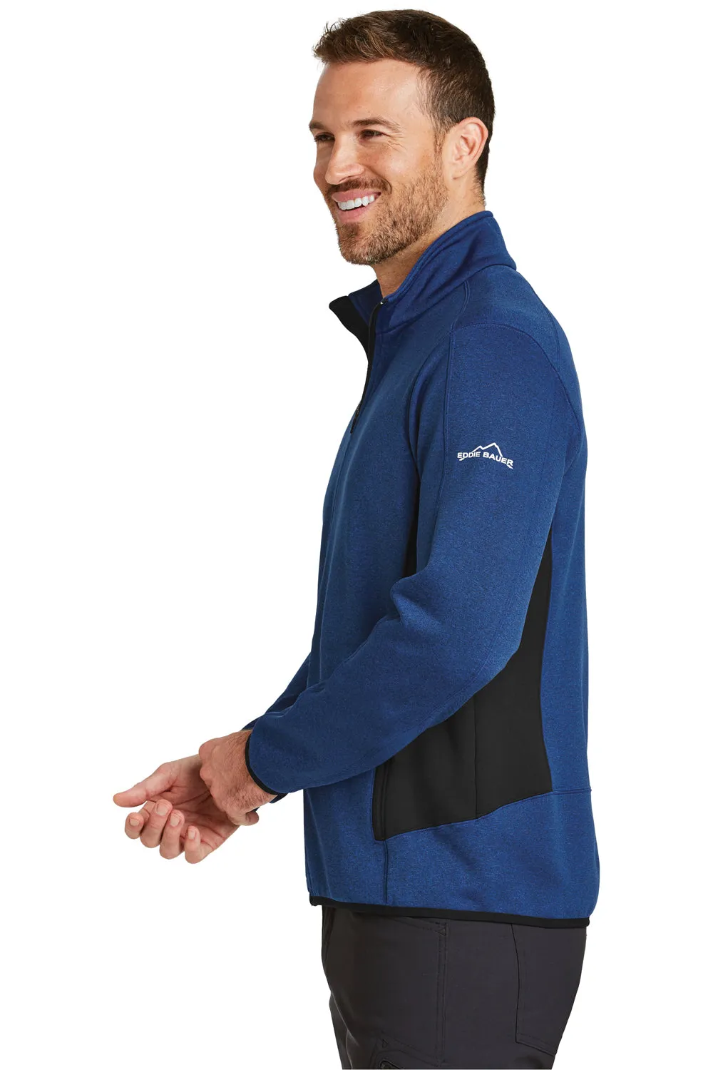 Eddie Bauer Mens Full Zip Fleece Jacket - Heather Blue  Exquisite Clothing Eddie-Bauer