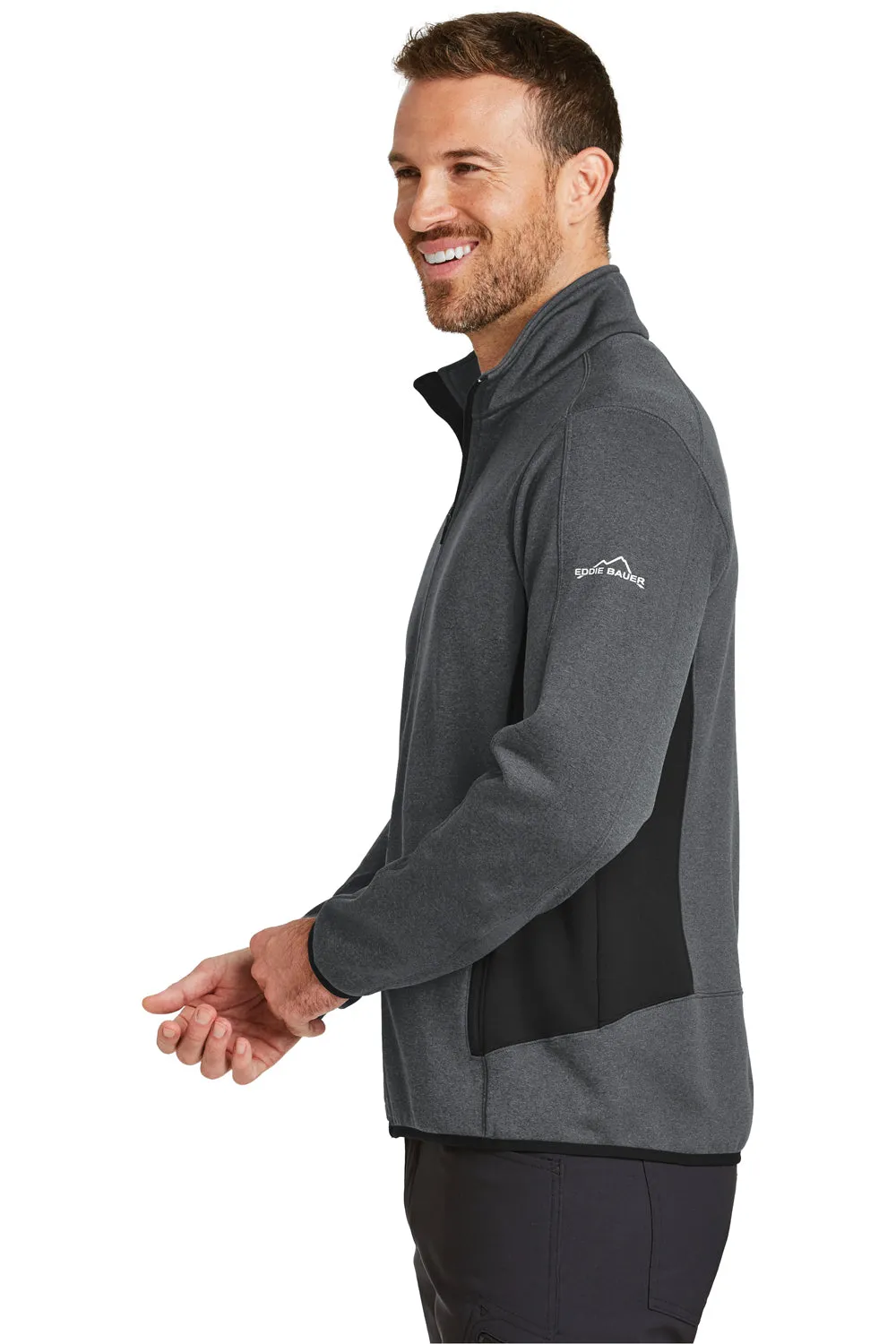 Eddie Bauer Mens Full Zip Fleece Jacket - Heather Dark Charcoal Grey  Exquisite Clothing Eddie-Bauer