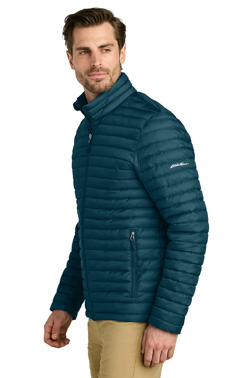 Eddie Bauer Mens Packable Quilted Water Resistant Full Zip Jacket - Adriatic Blue  Exquisite Clothing Eddie-Bauer