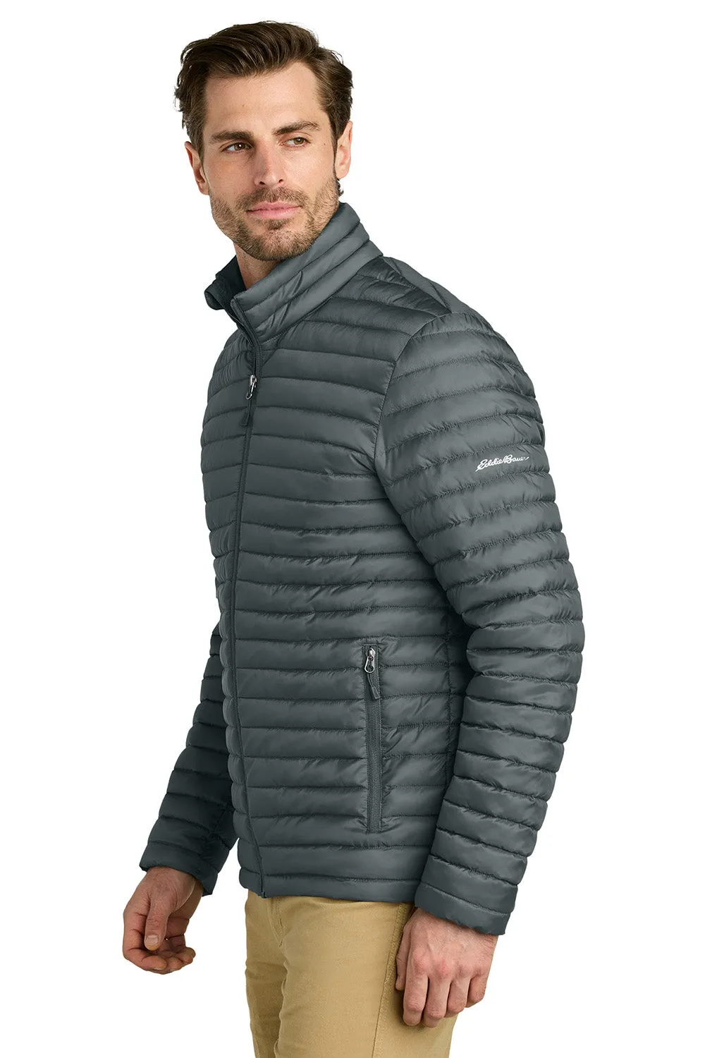 Eddie Bauer Mens Packable Quilted Water Resistant Full Zip Jacket - Metal Grey  Exquisite Clothing Eddie-Bauer