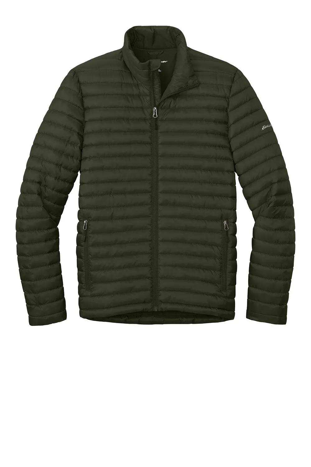 Eddie Bauer Mens Packable Quilted Water Resistant Full Zip Jacket - Olive Green
