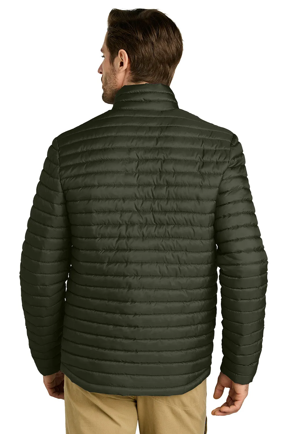 Eddie Bauer Mens Packable Quilted Water Resistant Full Zip Jacket - Olive Green