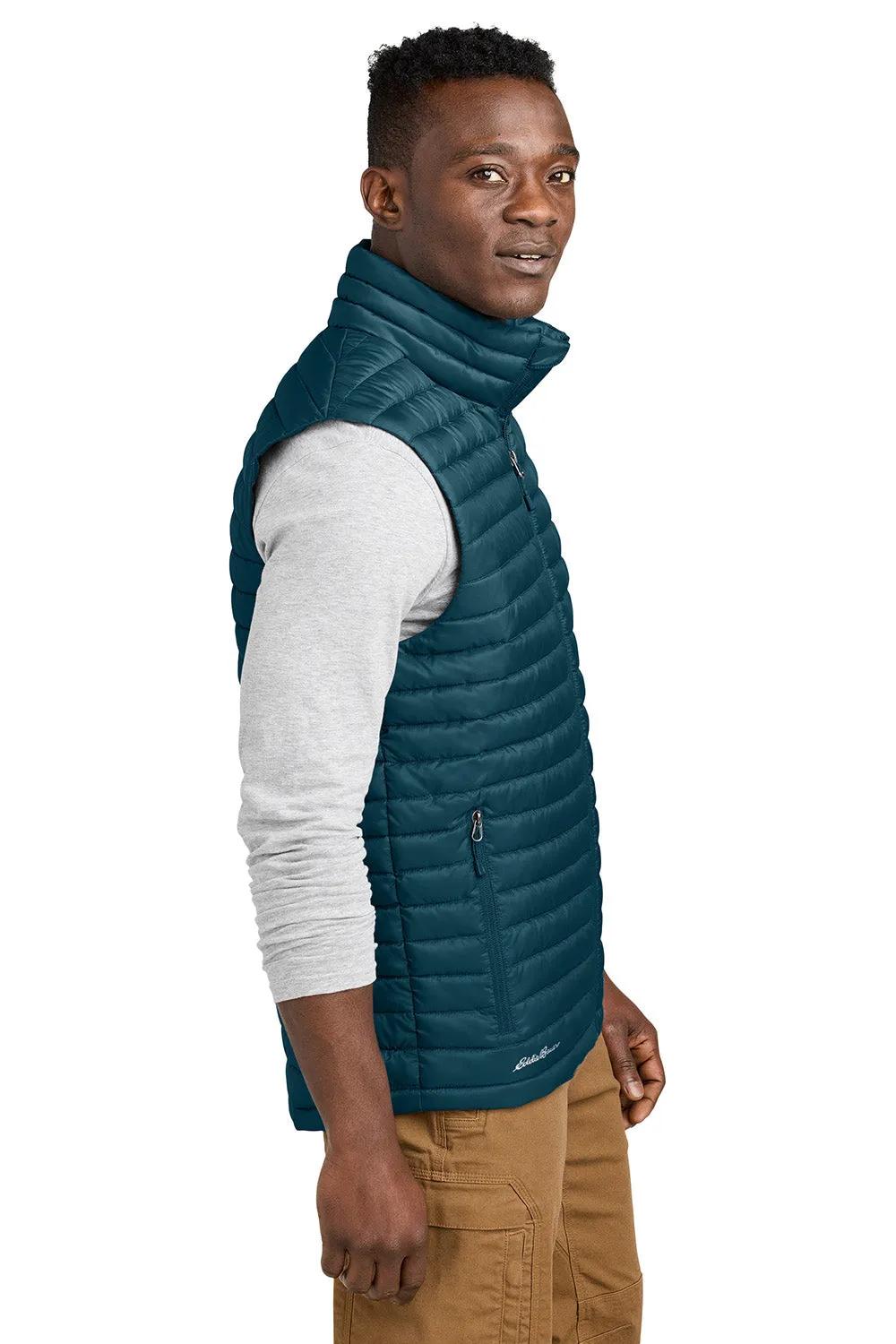 Eddie Bauer Mens Packable Quilted Water Resistant Full Zip Vest - Adriatic Blue  Exquisite Clothing Eddie-Bauer