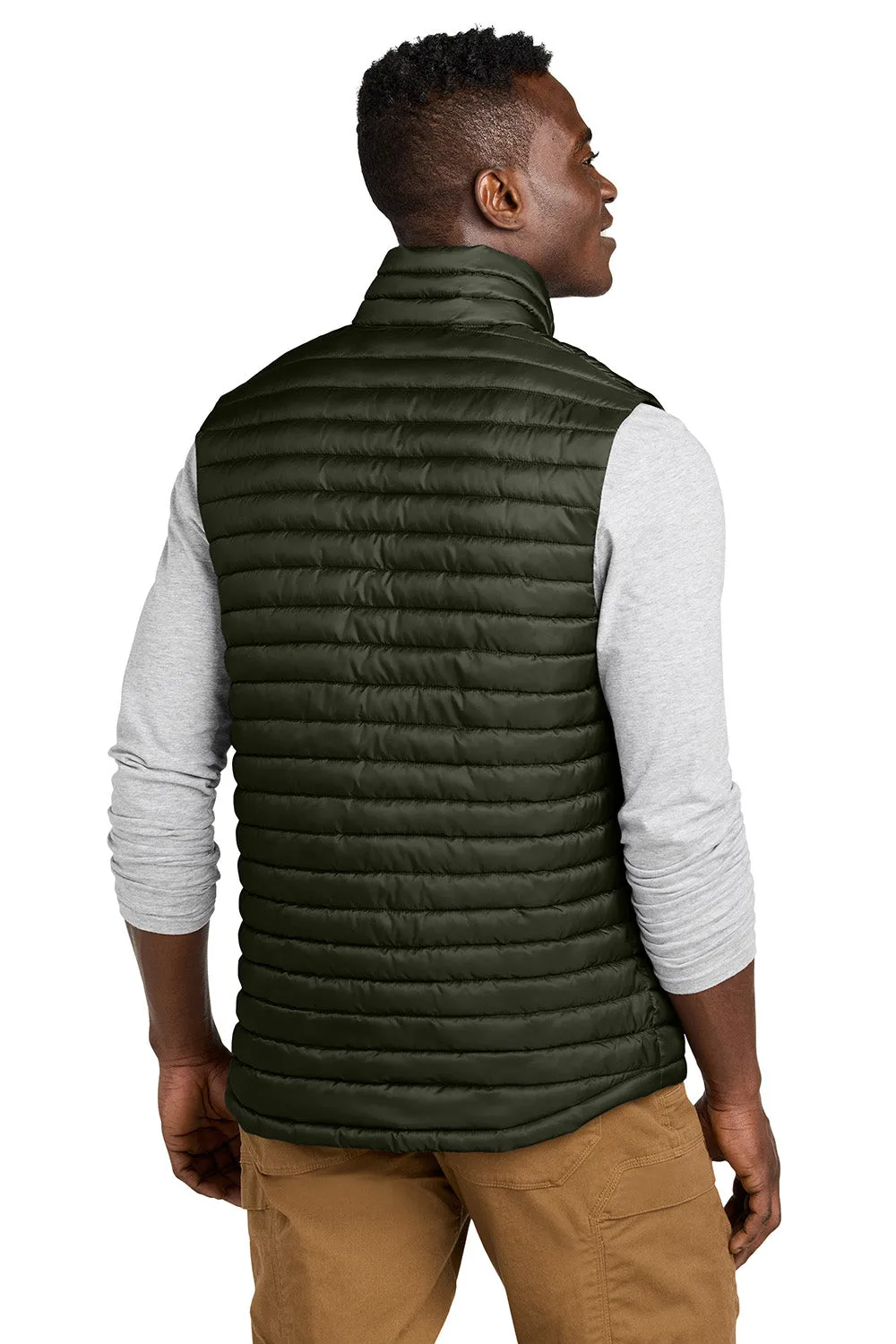 Eddie Bauer Mens Packable Quilted Water Resistant Full Zip Vest - Olive Green  Exquisite Clothing Eddie-Bauer