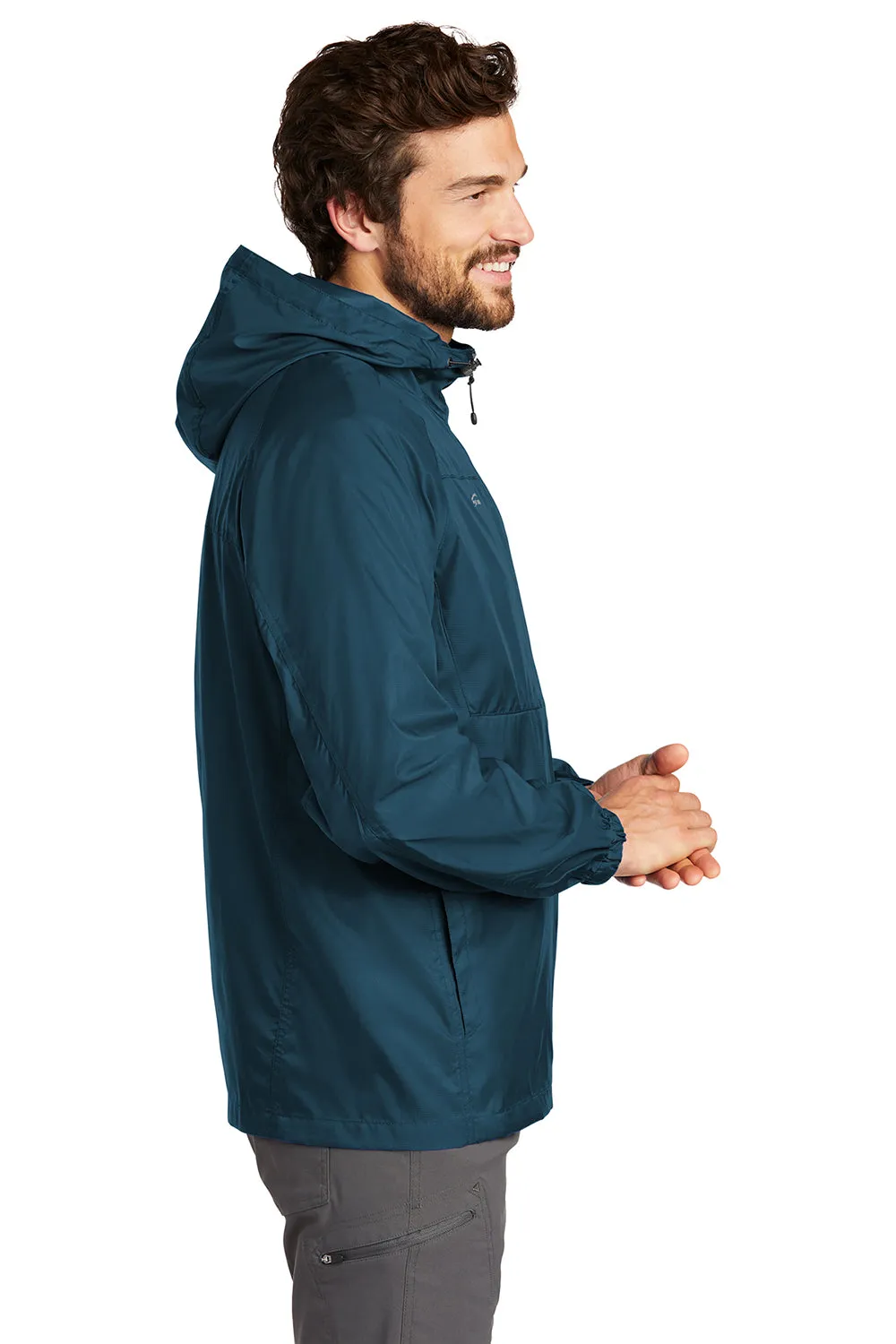 Eddie Bauer Mens Packable Wind Resistant Full Zip Hooded Jacket - Adriatic Blue  Exquisite Clothing Eddie-Bauer