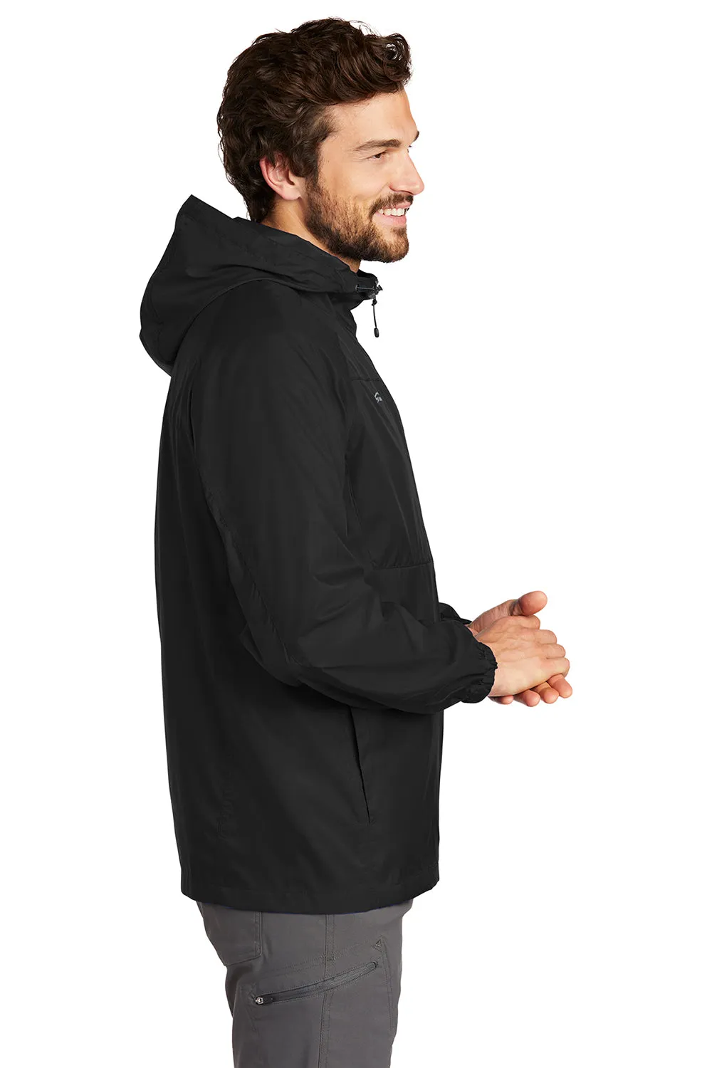 Eddie Bauer Mens Packable Wind Resistant Full Zip Hooded Jacket - Black  Exquisite Clothing Eddie-Bauer