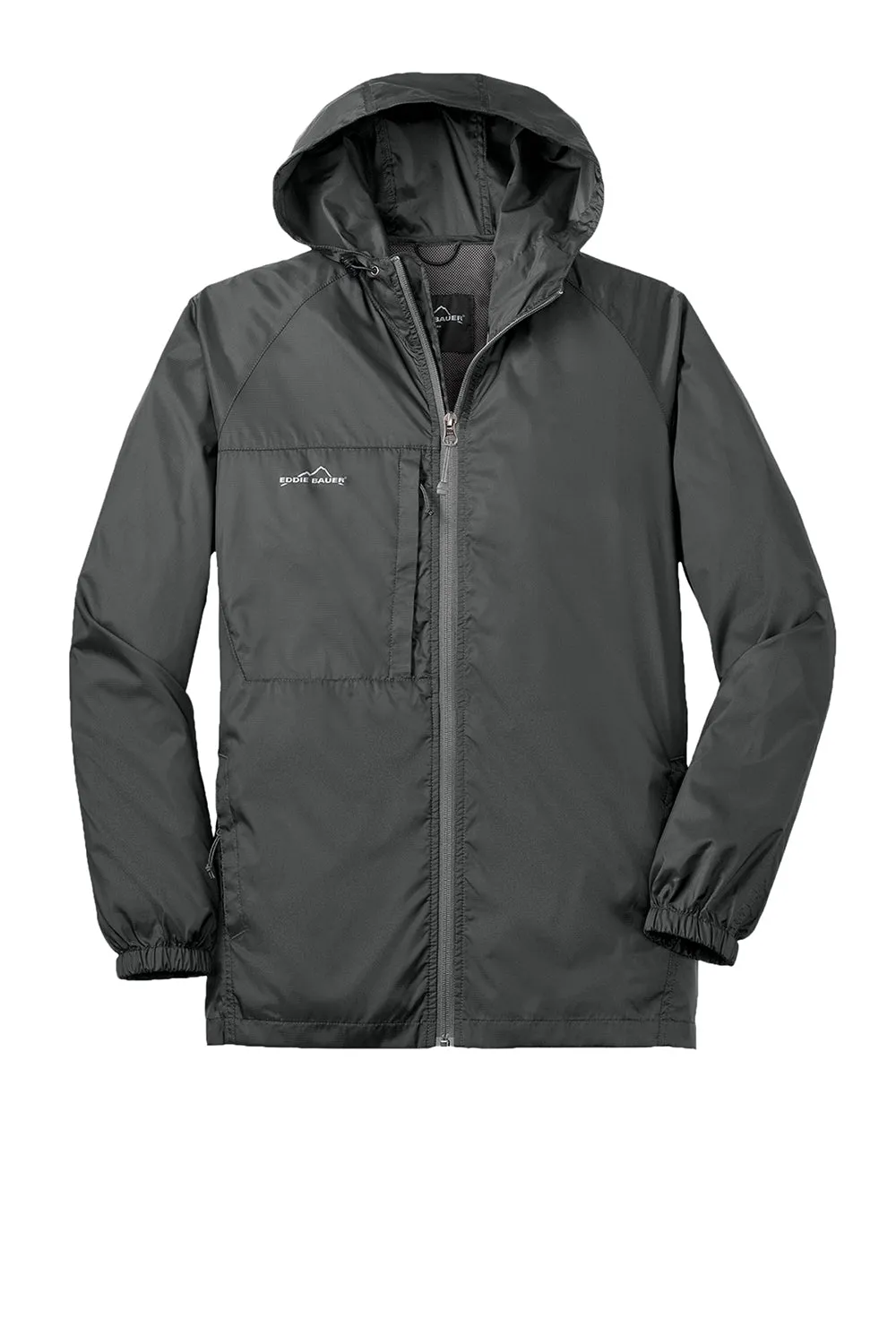 Eddie Bauer Mens Packable Wind Resistant Full Zip Hooded Jacket - Steel Grey  Exquisite Clothing Eddie-Bauer