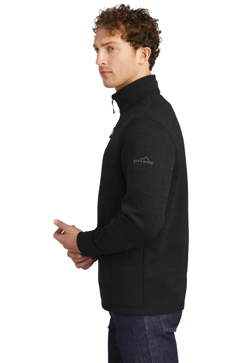 Eddie Bauer Mens Pill Resistant Fleece 1/4 Zip Jacket - Black  Exquisite Clothing Eddie-Bauer