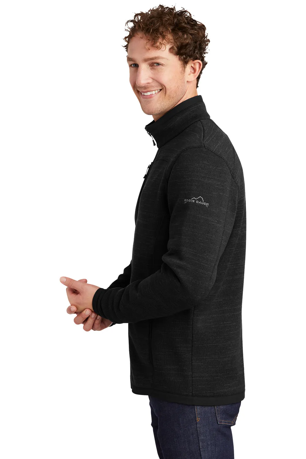 Eddie Bauer Mens Pill Resistant Fleece Full Zip Jacket - Black  Exquisite Clothing Eddie-Bauer