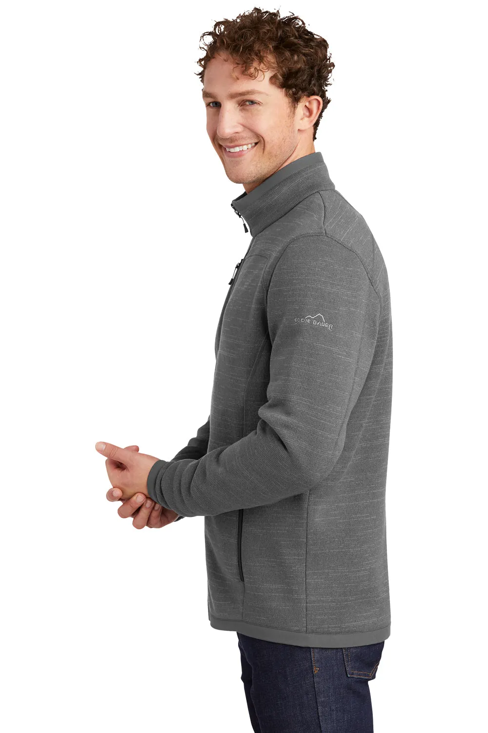 Eddie Bauer Mens Pill Resistant Fleece Full Zip Jacket - Heather Dark Grey  Exquisite Clothing Eddie-Bauer