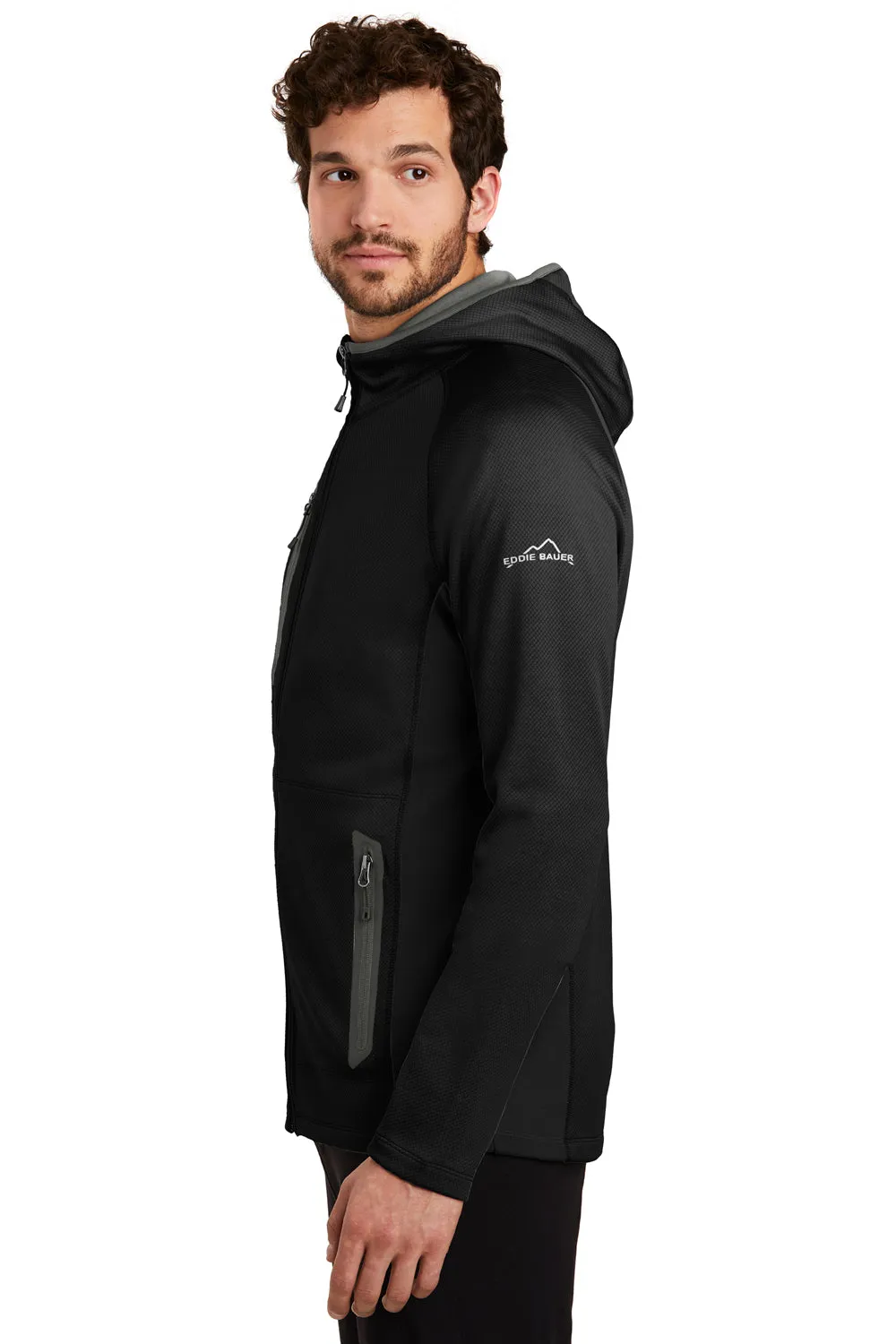 Eddie Bauer Mens Sport Pill Resistant Fleece Full Zip Hooded Jacket - Black  Exquisite Clothing Eddie-Bauer