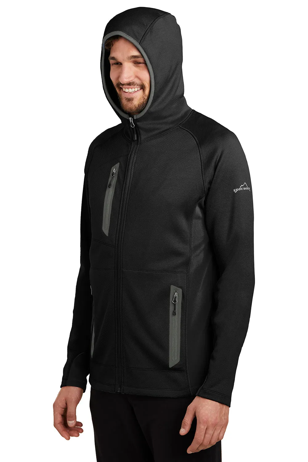 Eddie Bauer Mens Sport Pill Resistant Fleece Full Zip Hooded Jacket - Black  Exquisite Clothing Eddie-Bauer