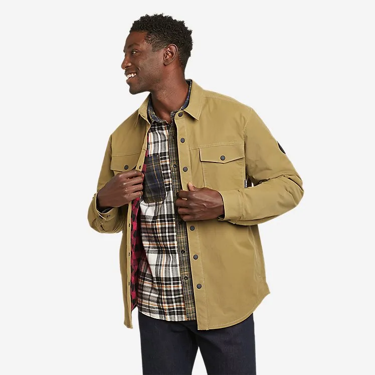 Eddie Bauer Men's Voyager Fleece-Lined Shirt Jacket - Dark Tan Eddie Bauer