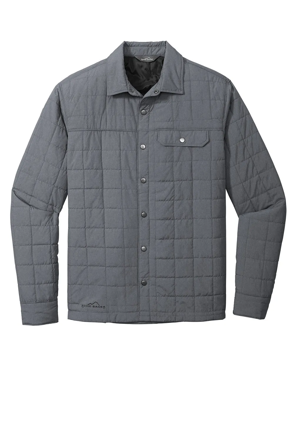 Eddie Bauer Mens Water Resistant Button Down Shirt Jacket - Heather Charcoal Grey