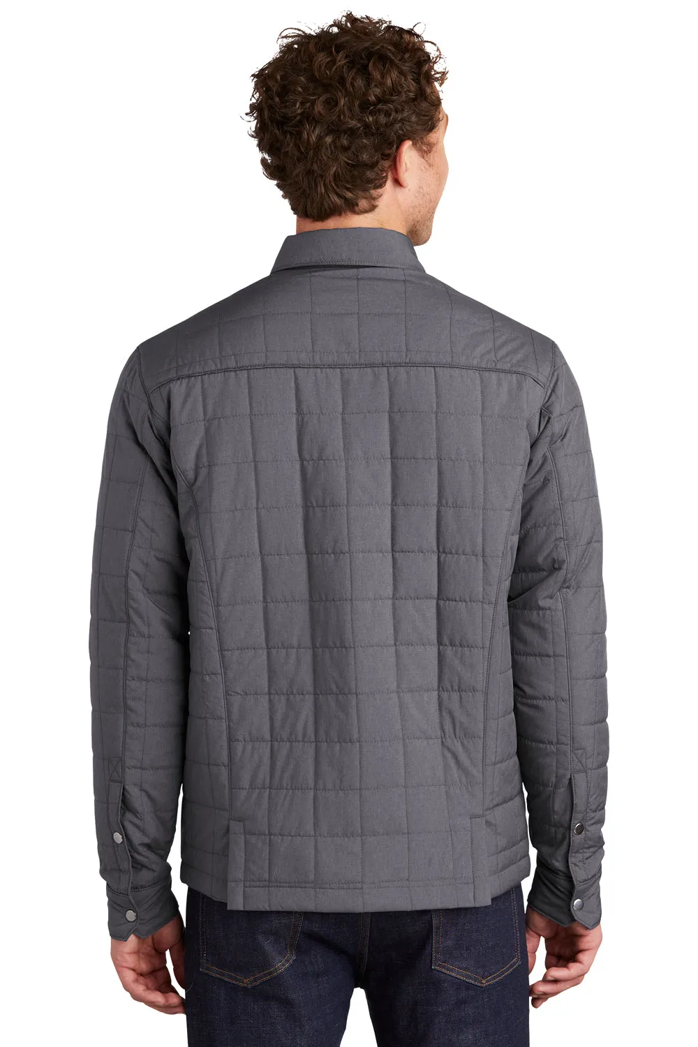 Eddie Bauer Mens Water Resistant Button Down Shirt Jacket - Heather Charcoal Grey