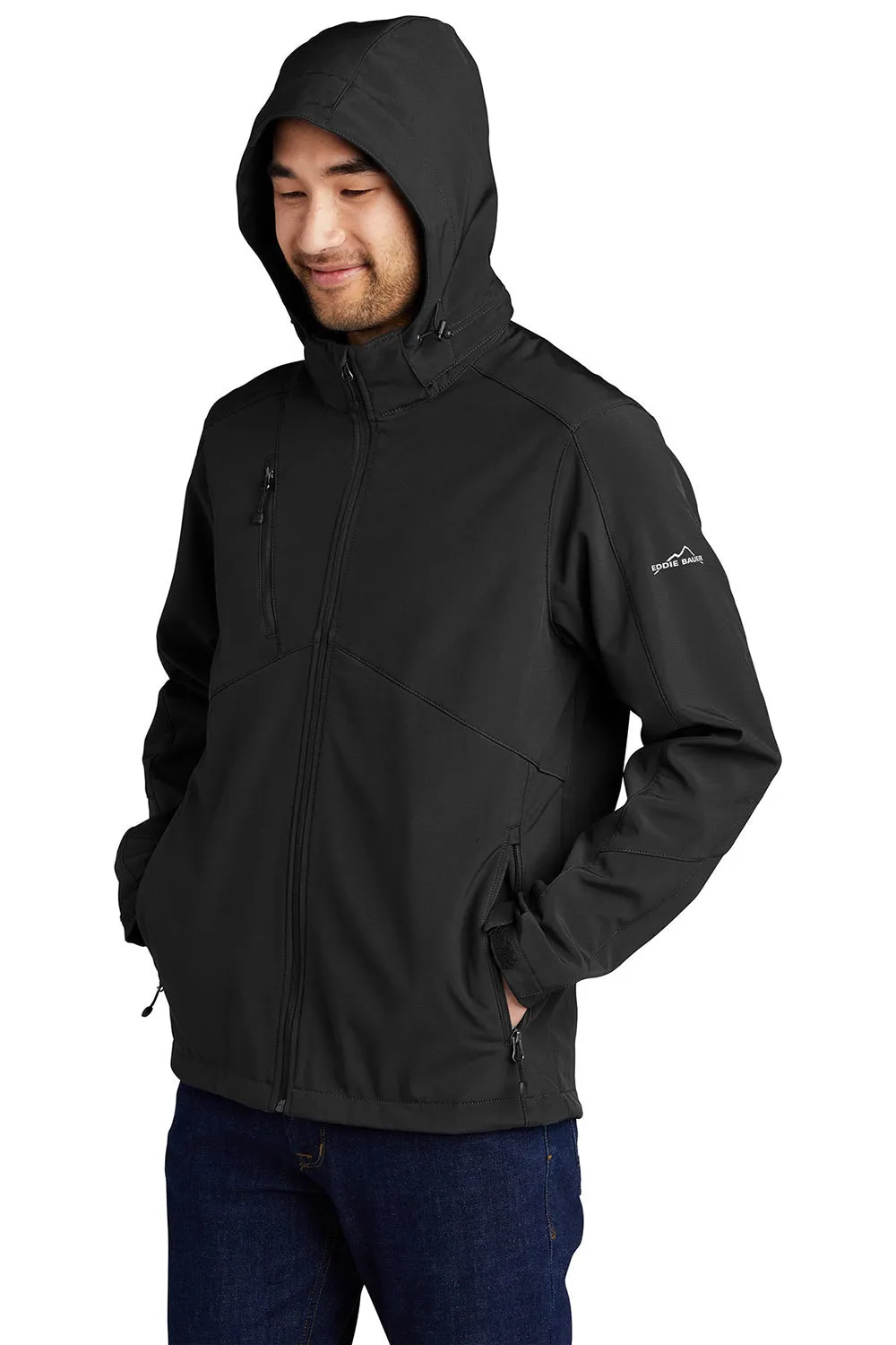 Eddie Bauer Mens Water Resistant Full Zip Hooded Jacket - Black  Exquisite Clothing Eddie-Bauer
