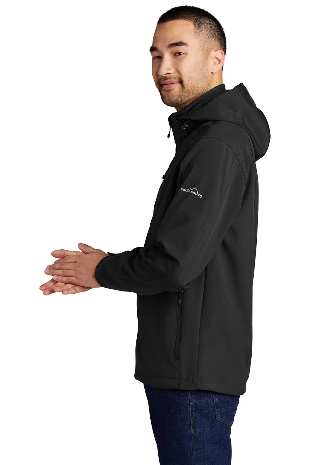 Eddie Bauer Mens Water Resistant Full Zip Hooded Jacket - Black  Exquisite Clothing Eddie-Bauer