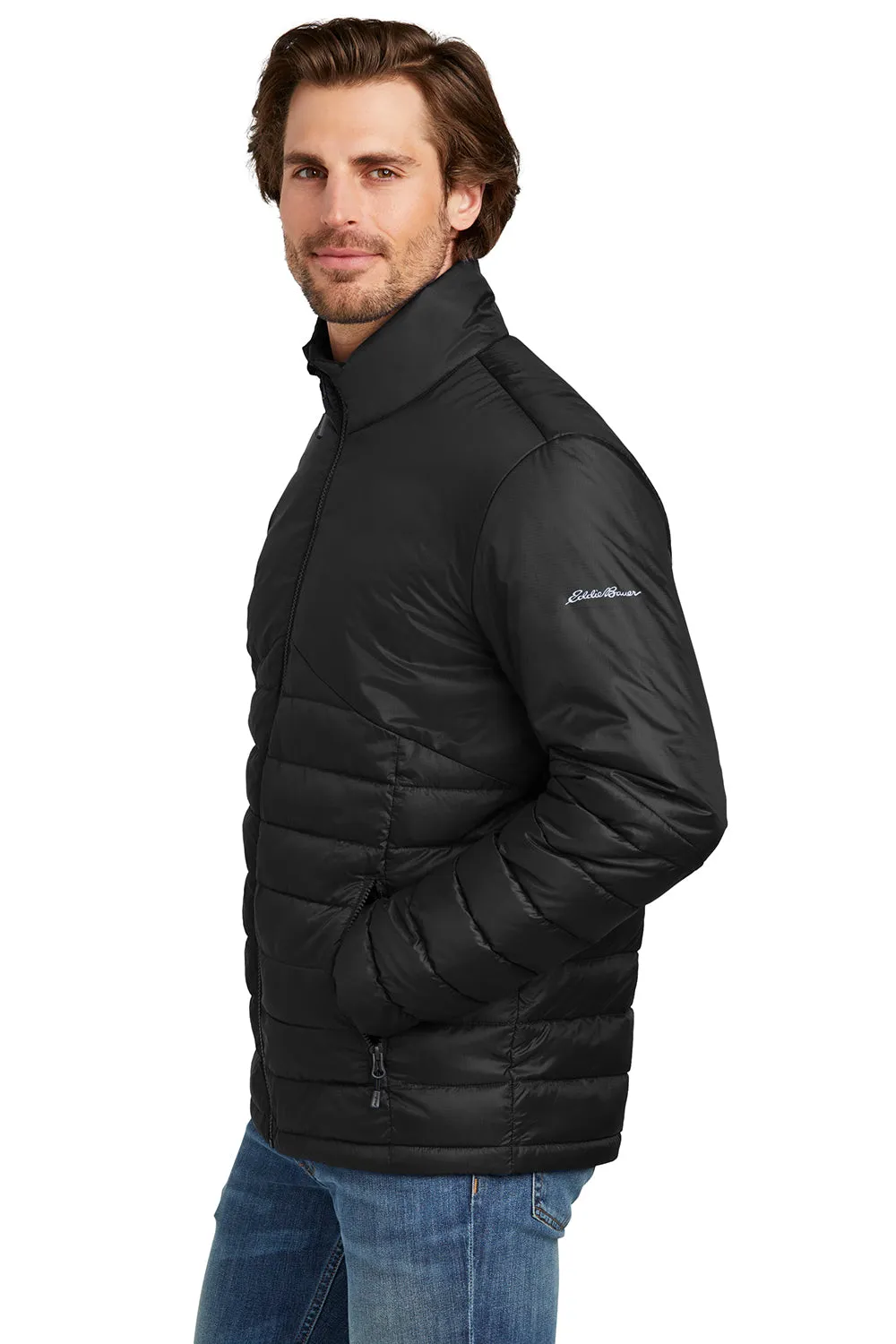 Eddie Bauer Mens Water Resistant Quilted Full Zip Jacket - Deep Black  Exquisite Clothing Eddie-Bauer