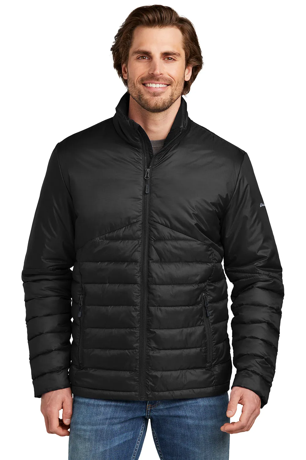 Eddie Bauer Mens Water Resistant Quilted Full Zip Jacket - Deep Black  Exquisite Clothing Eddie-Bauer