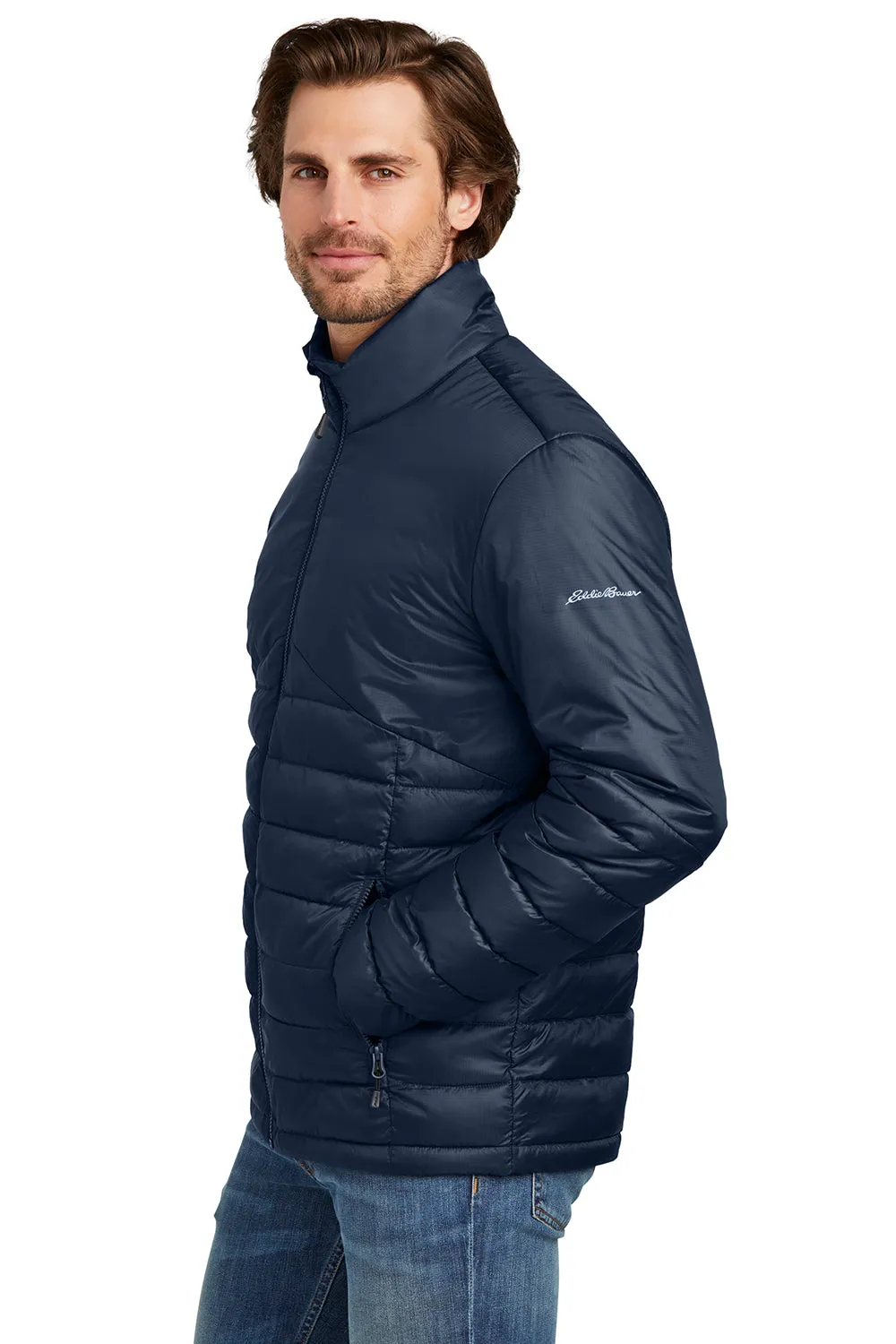 Eddie Bauer Mens Water Resistant Quilted Full Zip Jacket - River Navy Blue  Exquisite Clothing Eddie-Bauer
