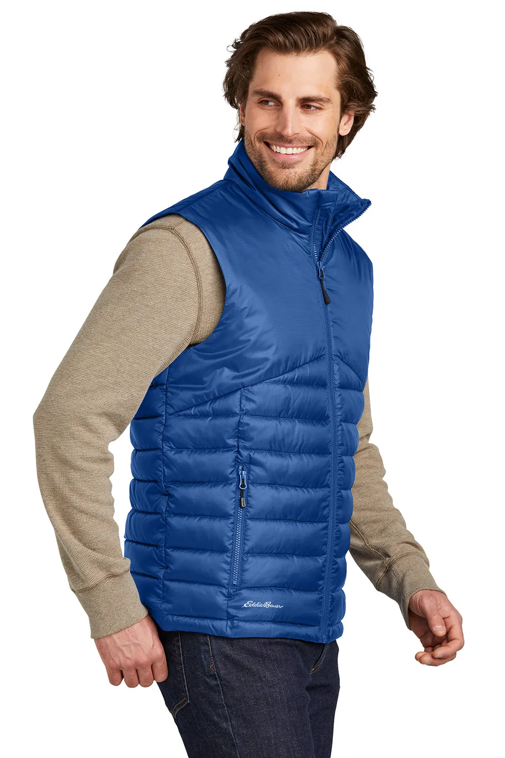 Eddie Bauer Mens Water Resistant Quilted Full Zip Vest - Cobalt Blue  Exquisite Clothing Eddie-Bauer