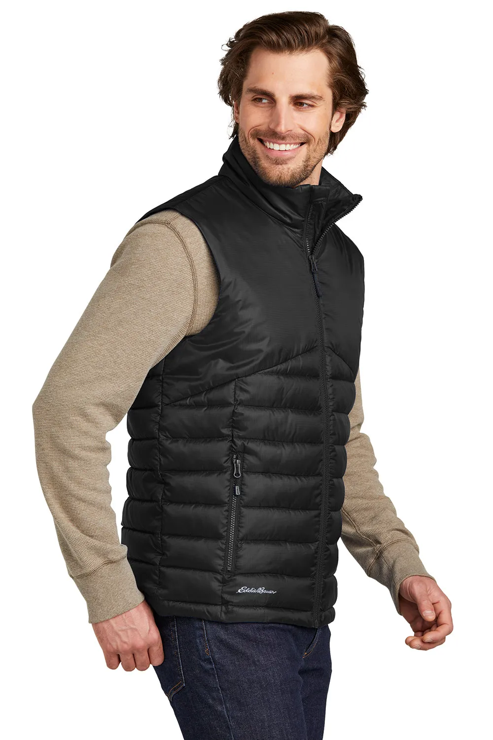 Eddie Bauer Mens Water Resistant Quilted Full Zip Vest - Deep Black  Exquisite Clothing Eddie-Bauer