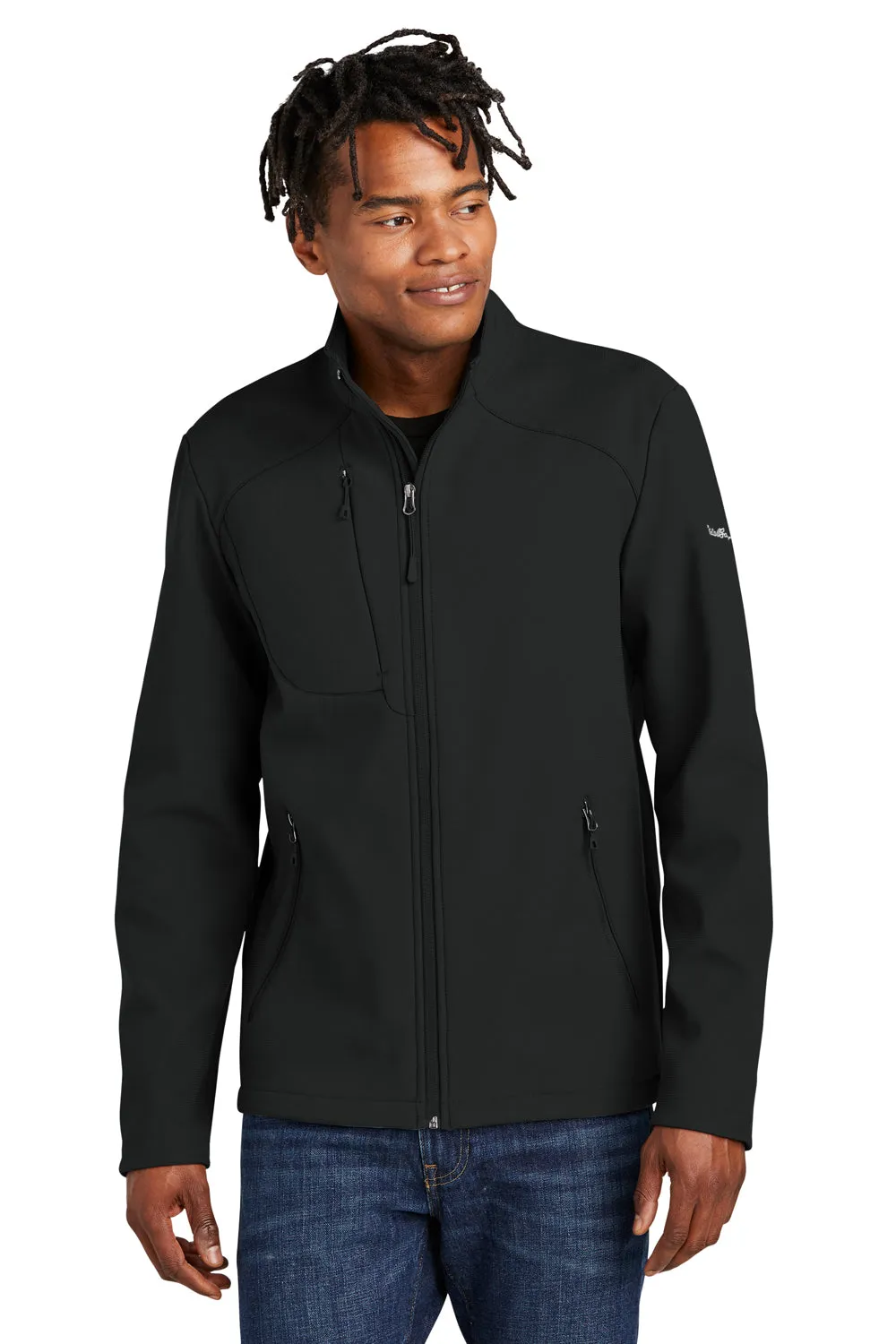 Eddie Bauer Mens Water Resistant Stretch Full Zip Soft Shell Jacket - Deep Black  Exquisite Clothing Eddie-Bauer