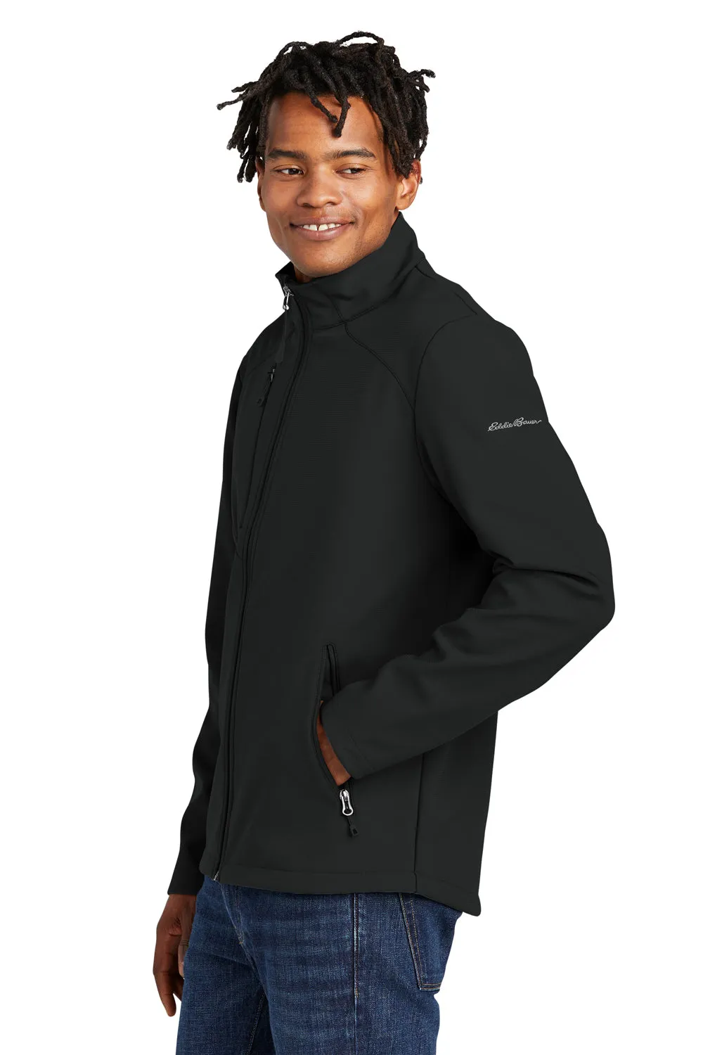 Eddie Bauer Mens Water Resistant Stretch Full Zip Soft Shell Jacket - Deep Black  Exquisite Clothing Eddie-Bauer