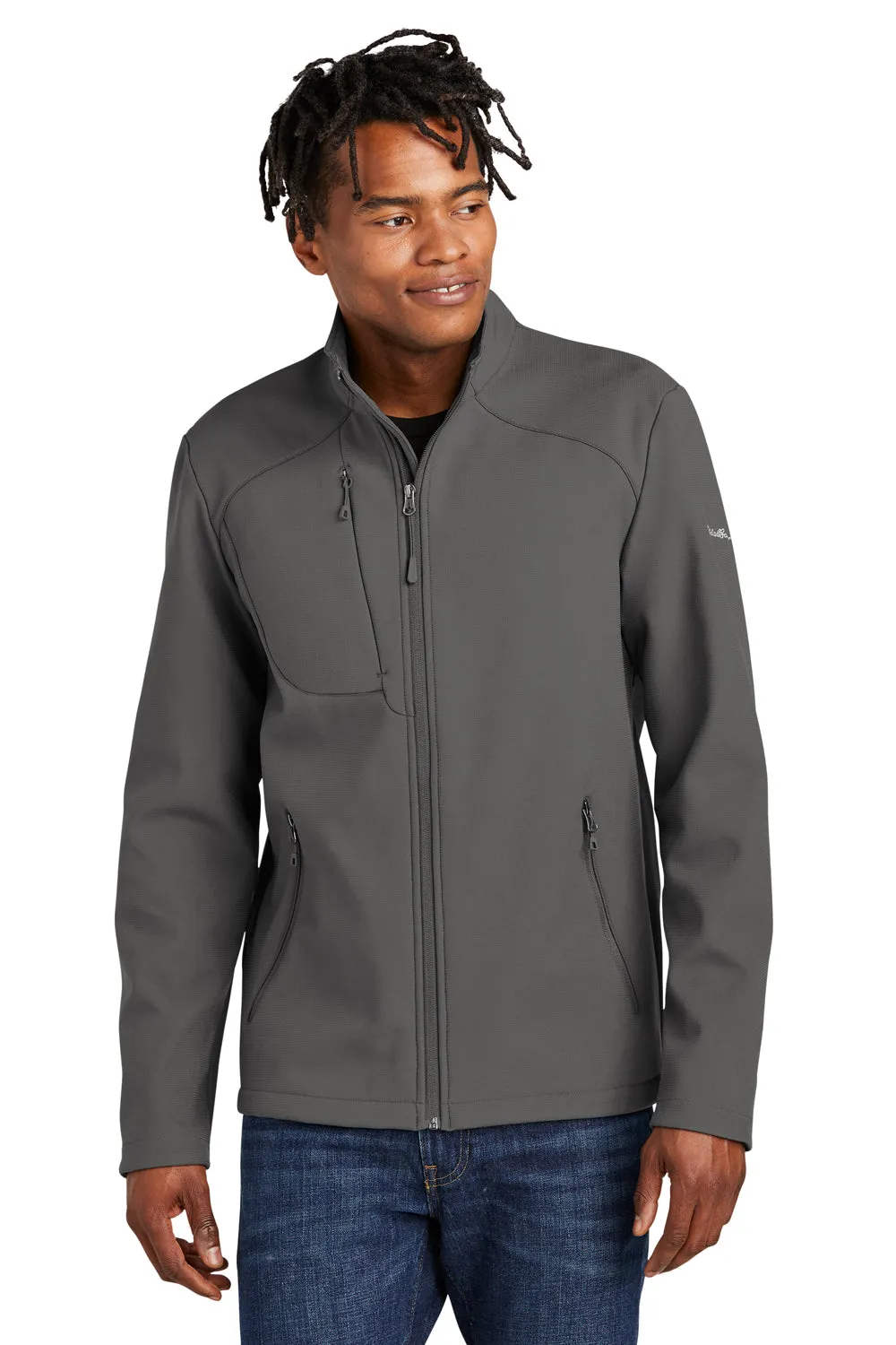 Eddie Bauer Mens Water Resistant Stretch Full Zip Soft Shell Jacket - Iron Gate Grey