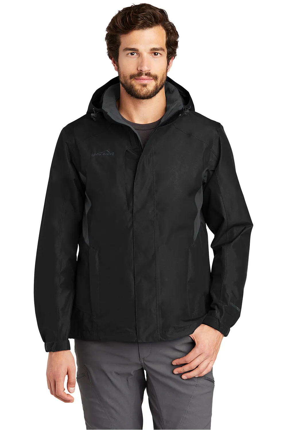Eddie Bauer Mens Waterproof Full Zip Hooded Jacket - Black  Exquisite Clothing Eddie-Bauer