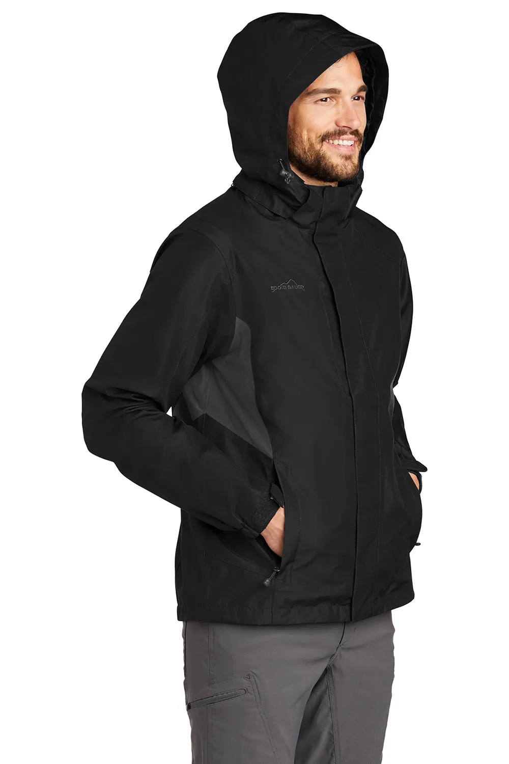 Eddie Bauer Mens Waterproof Full Zip Hooded Jacket - Black  Exquisite Clothing Eddie-Bauer